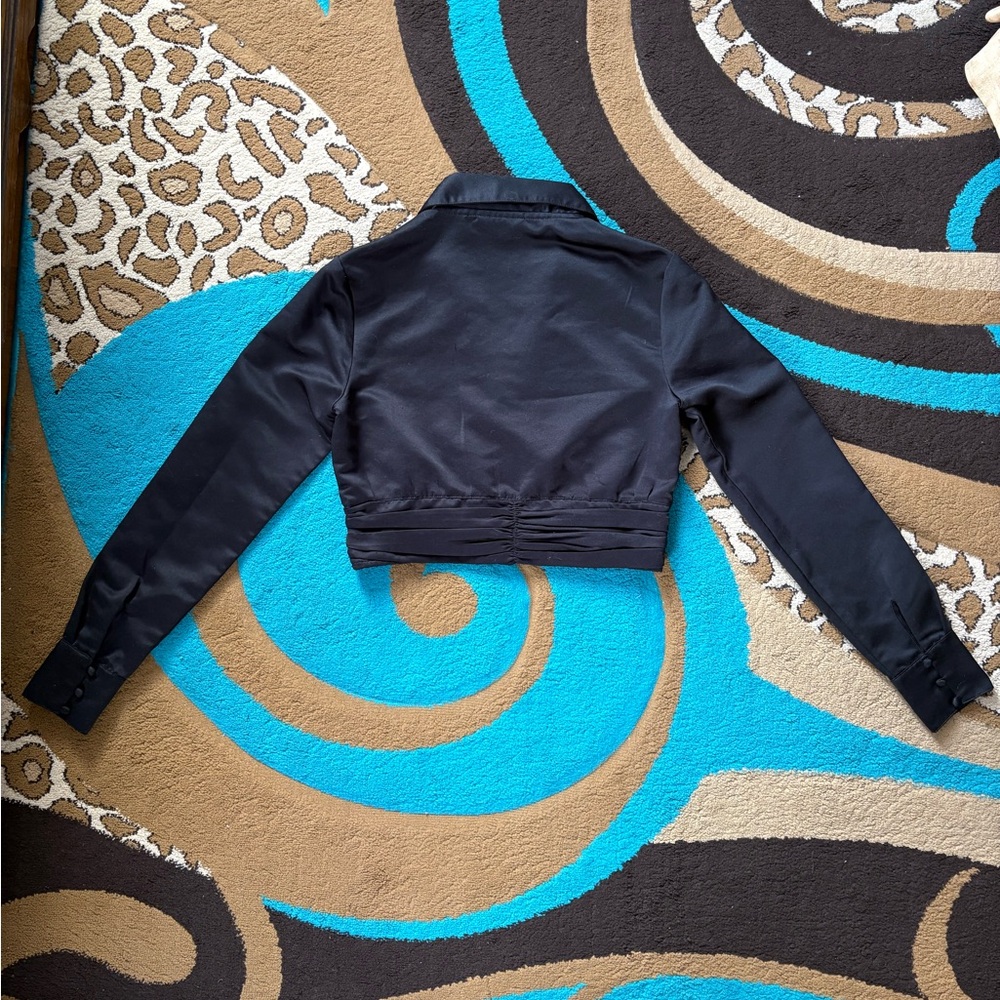 ASOS Reclaimed Vintage Black Ruched Cropped Top - Picture 2 of 7